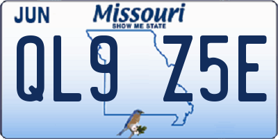 MO license plate QL9Z5E