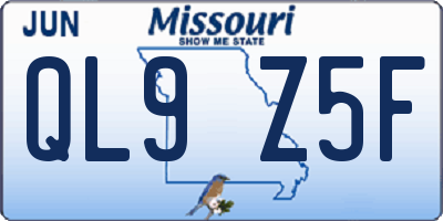 MO license plate QL9Z5F