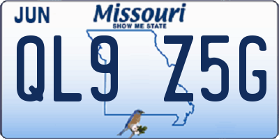 MO license plate QL9Z5G