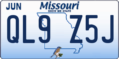 MO license plate QL9Z5J