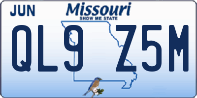 MO license plate QL9Z5M