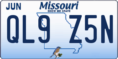 MO license plate QL9Z5N