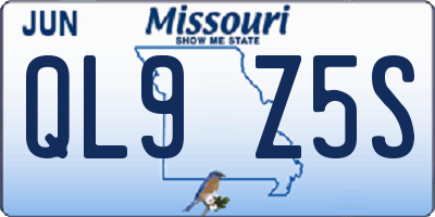 MO license plate QL9Z5S