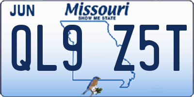 MO license plate QL9Z5T