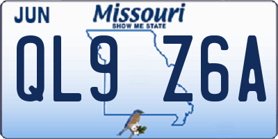 MO license plate QL9Z6A