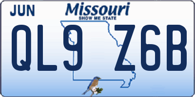 MO license plate QL9Z6B