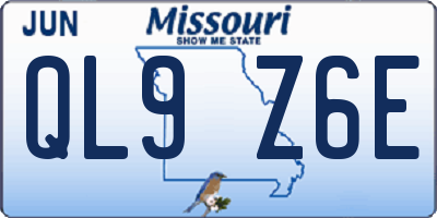 MO license plate QL9Z6E