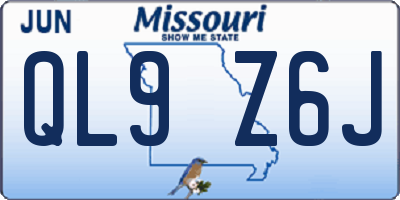 MO license plate QL9Z6J