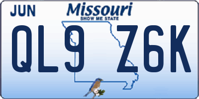 MO license plate QL9Z6K