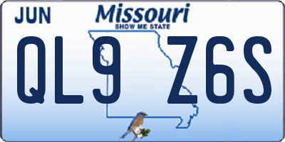 MO license plate QL9Z6S