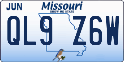 MO license plate QL9Z6W