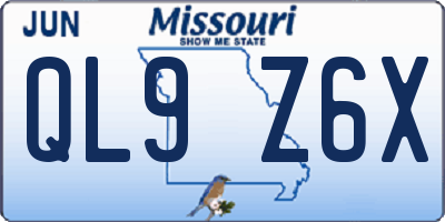 MO license plate QL9Z6X