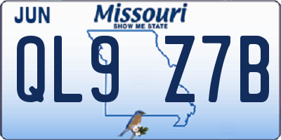 MO license plate QL9Z7B