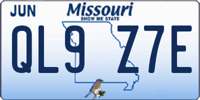 MO license plate QL9Z7E