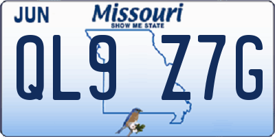 MO license plate QL9Z7G