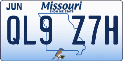 MO license plate QL9Z7H