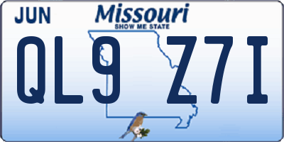 MO license plate QL9Z7I