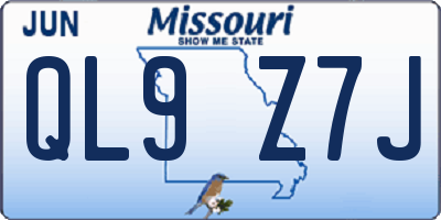 MO license plate QL9Z7J