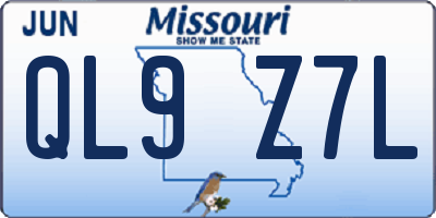 MO license plate QL9Z7L