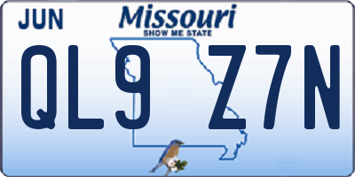 MO license plate QL9Z7N
