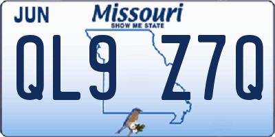 MO license plate QL9Z7Q