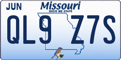 MO license plate QL9Z7S