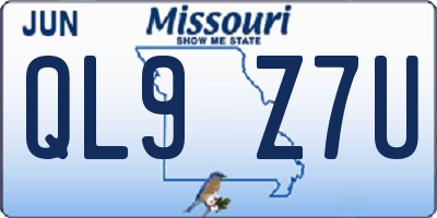 MO license plate QL9Z7U