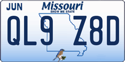 MO license plate QL9Z8D