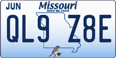 MO license plate QL9Z8E