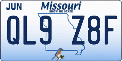 MO license plate QL9Z8F