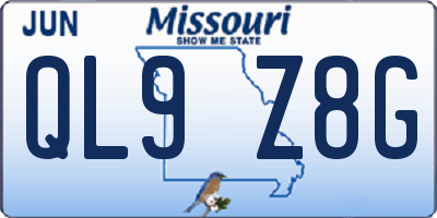 MO license plate QL9Z8G
