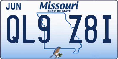 MO license plate QL9Z8I