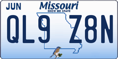MO license plate QL9Z8N
