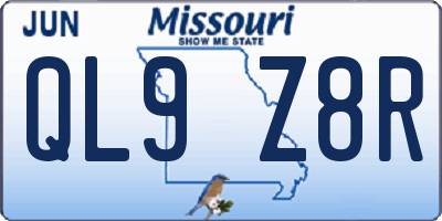 MO license plate QL9Z8R