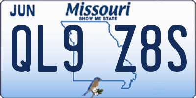 MO license plate QL9Z8S