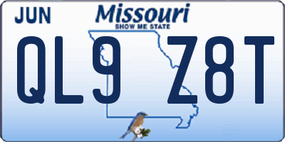 MO license plate QL9Z8T