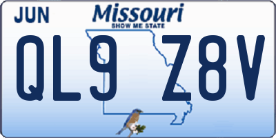 MO license plate QL9Z8V
