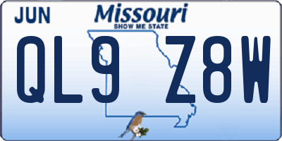 MO license plate QL9Z8W