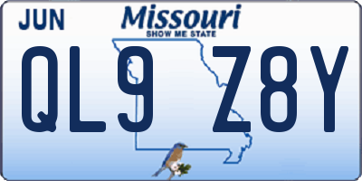 MO license plate QL9Z8Y