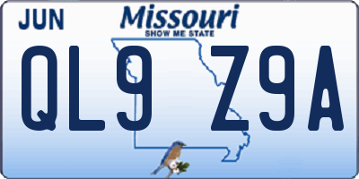 MO license plate QL9Z9A