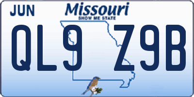 MO license plate QL9Z9B