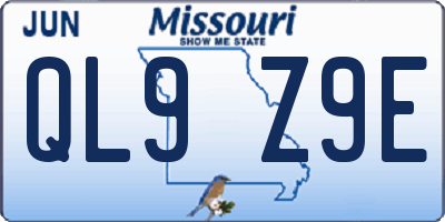 MO license plate QL9Z9E
