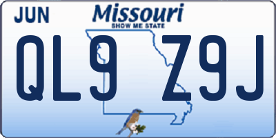 MO license plate QL9Z9J