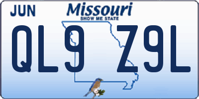 MO license plate QL9Z9L