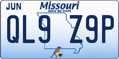 MO license plate QL9Z9P