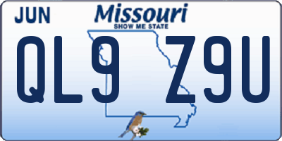 MO license plate QL9Z9U