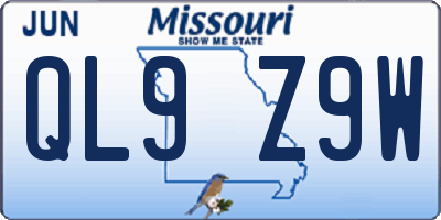 MO license plate QL9Z9W
