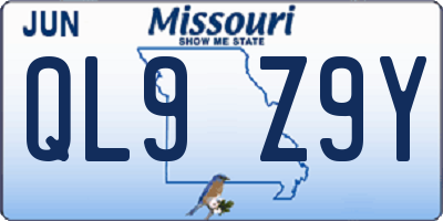 MO license plate QL9Z9Y