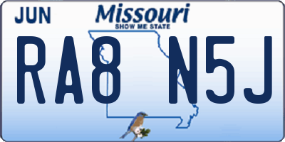 MO license plate RA8N5J