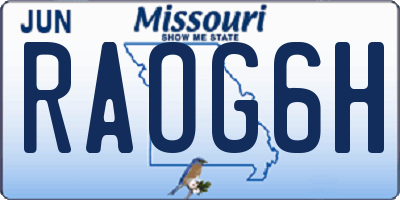 MO license plate RAOG6H